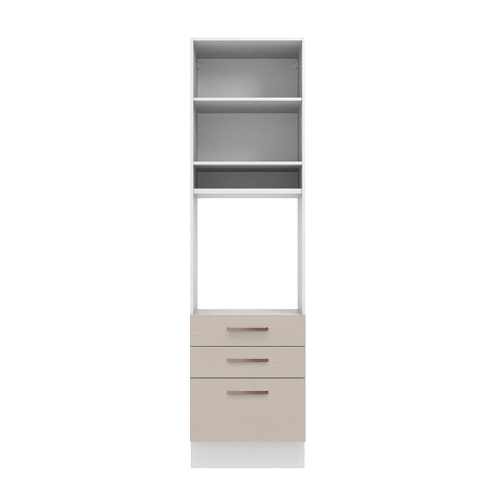 Torre Quente Armário de Cozinha 60 cm 1 Porta 3 Gavetas Branco/Crema Agata Madesa