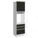 Torre Quente Armário de Cozinha 60 cm 1 Porta 3 Gavetas Branco/Preto Glamy Madesa