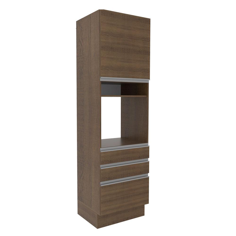 Torre Quente Armário de Cozinha 60 cm 1 Porta 3 Gavetas Rustic Glamy Madesa