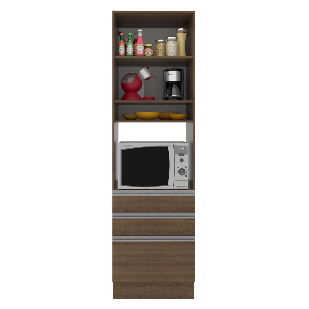 Torre Quente Armário de Cozinha 60 cm 1 Porta 3 Gavetas Rustic Glamy Madesa