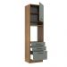 Torre Quente Armário de Cozinha 60 cm 1 Porta 3 Gavetas Rustic/Cinza Agata Madesa