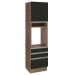 Torre Quente Armário de Cozinha 60 cm 1 Porta 3 Gavetas Rustic/Preto Glamy Madesa