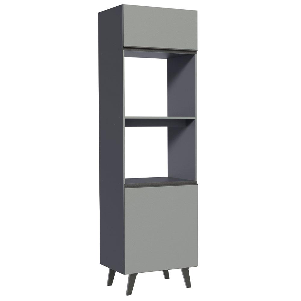 Torre Quente Armário de Cozinha 60 cm 2 Portas 2 Nichos Cinza Nice Madesa