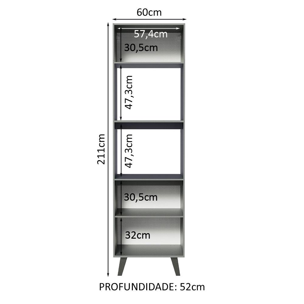 Torre Quente Armário de Cozinha 60 cm 2 Portas 2 Nichos Cinza Nice Madesa