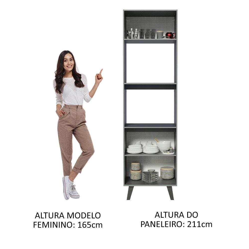 Torre Quente Armário de Cozinha 60 cm 2 Portas 2 Nichos Cinza Nice Madesa