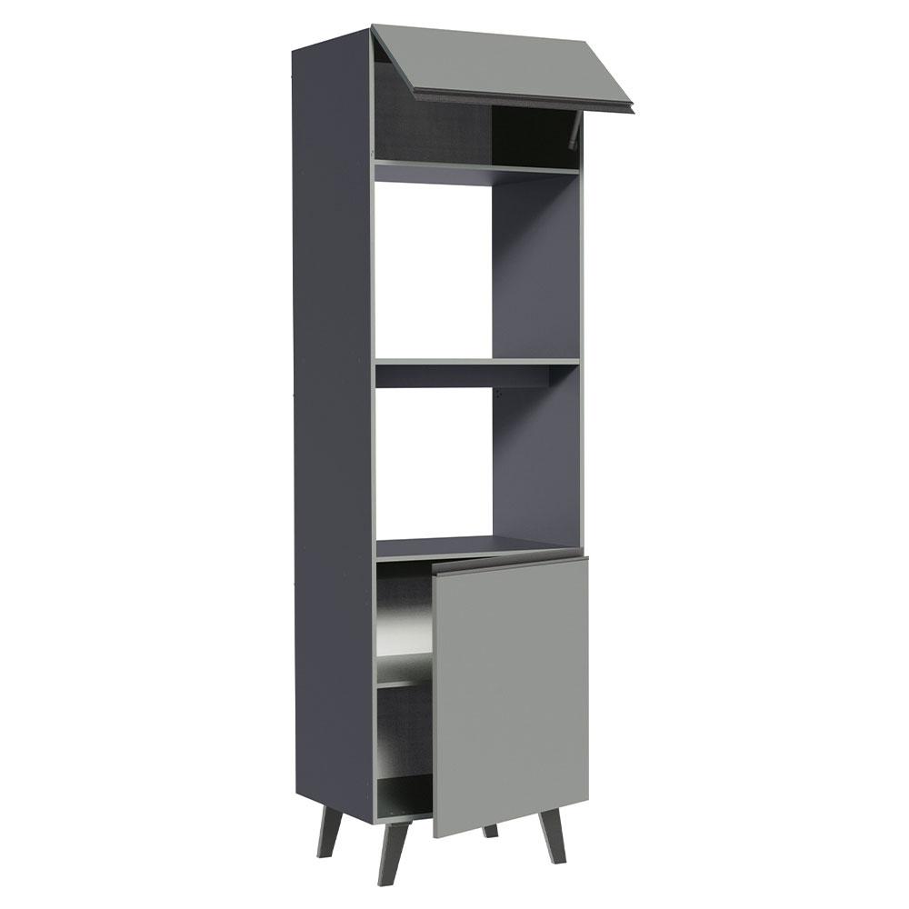 Torre Quente Armário de Cozinha 60 cm 2 Portas 2 Nichos Cinza Nice Madesa