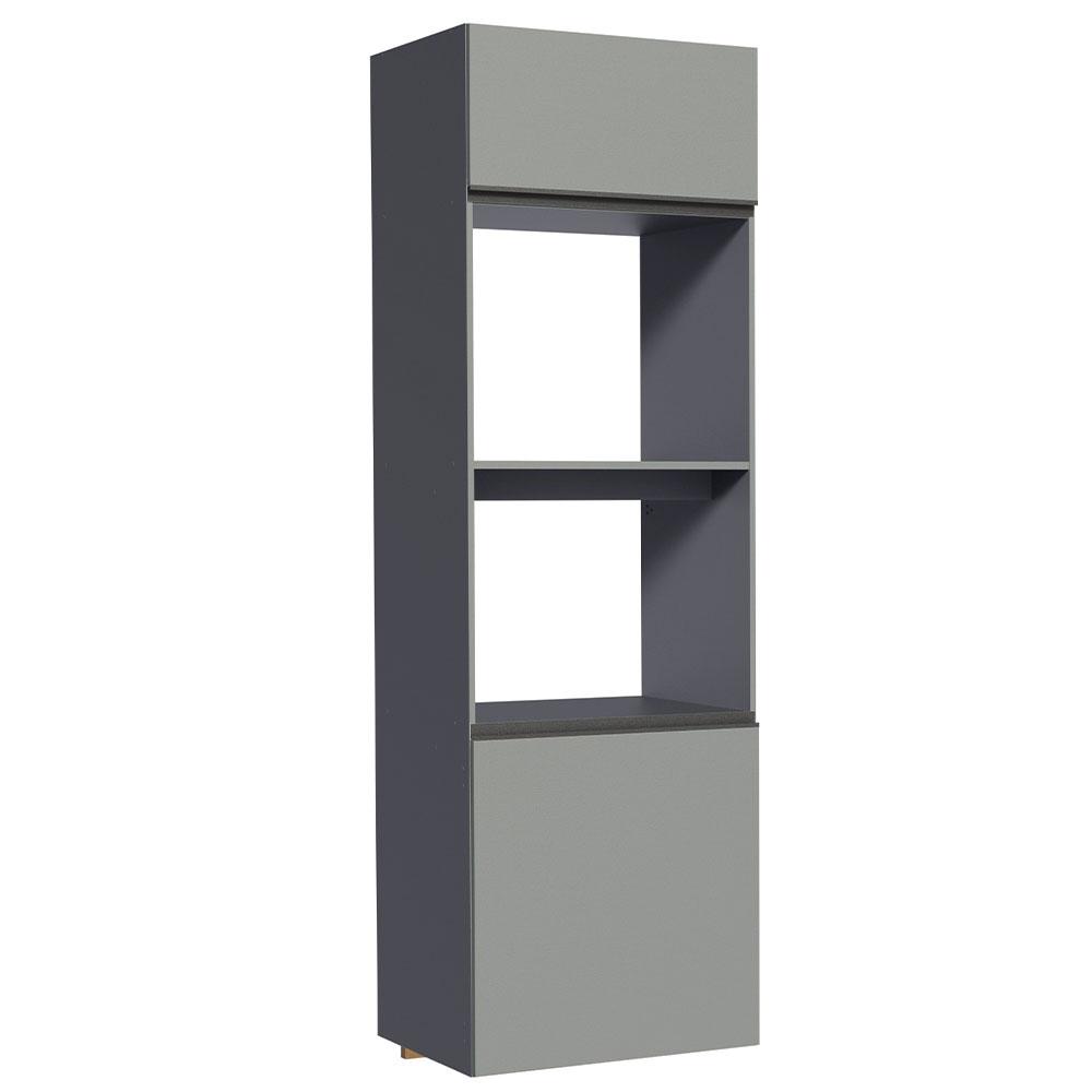 Torre Quente Armário de Cozinha 60 cm 2 Portas 2 Nichos Suspensa Cinza Nice Madesa