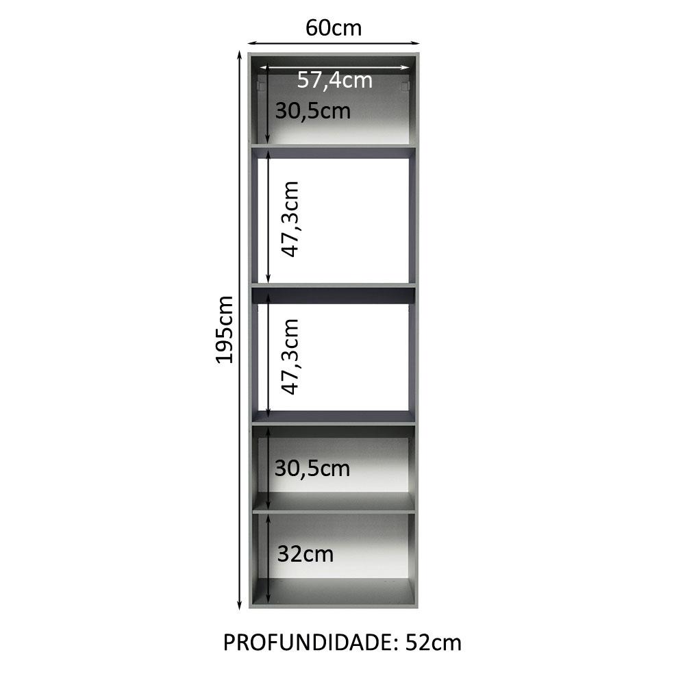 Torre Quente Armário de Cozinha 60 cm 2 Portas 2 Nichos Suspensa Cinza Nice Madesa