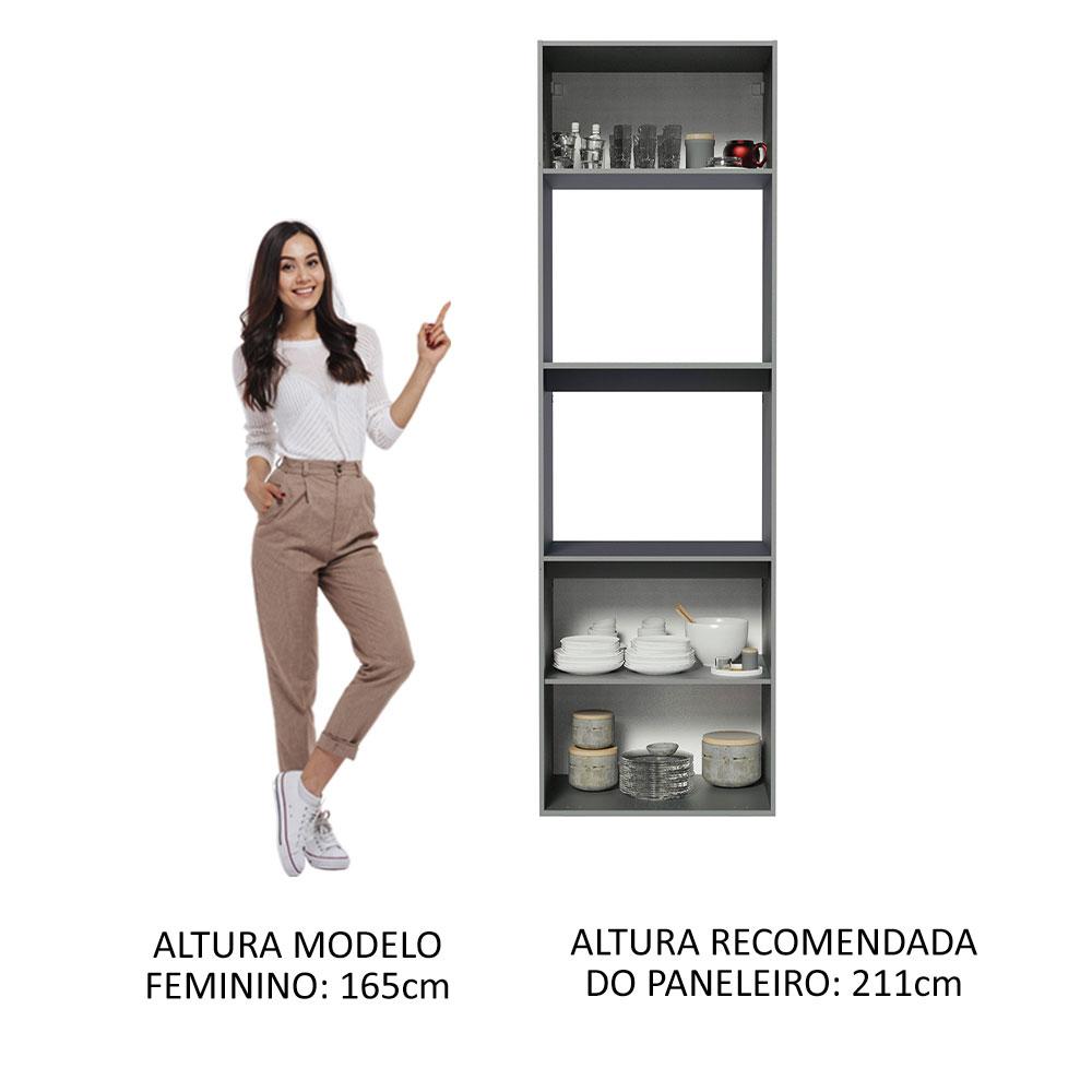 Torre Quente Armário de Cozinha 60 cm 2 Portas 2 Nichos Suspensa Cinza Nice Madesa