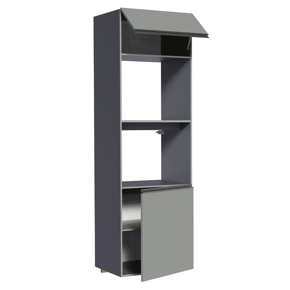 Torre Quente Armário de Cozinha 60 cm 2 Portas 2 Nichos Suspensa Cinza Nice Madesa