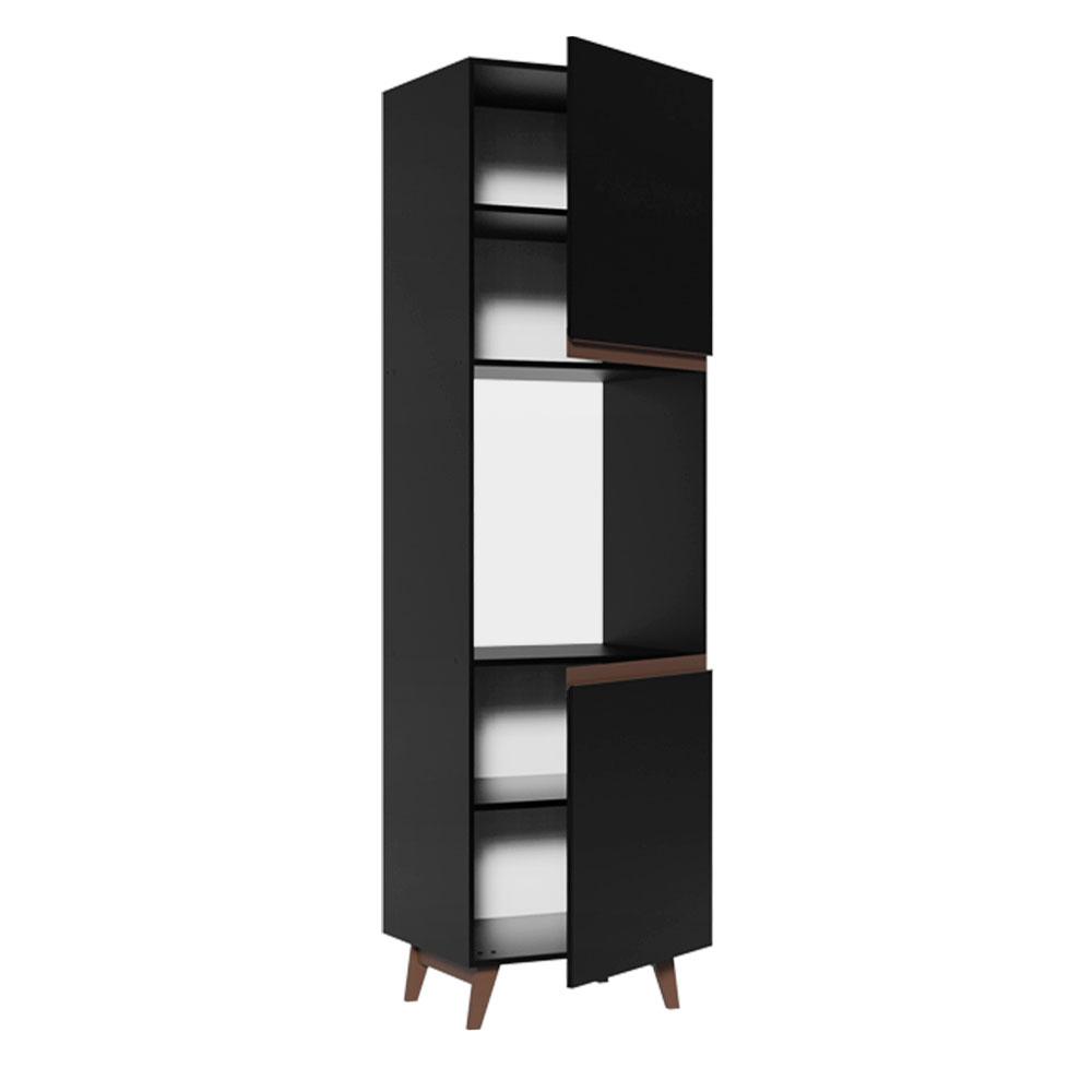 Torre-Quente Armário de Cozinha 60 cm 2 Portas Preto Reims Madesa