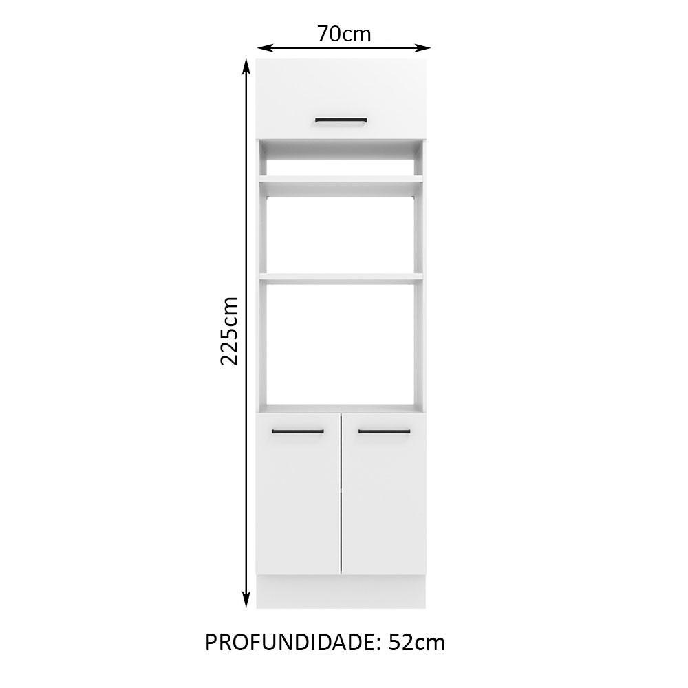 Torre Quente Armário de Cozinha 70 cm 3 Portas Branco Agata Madesa