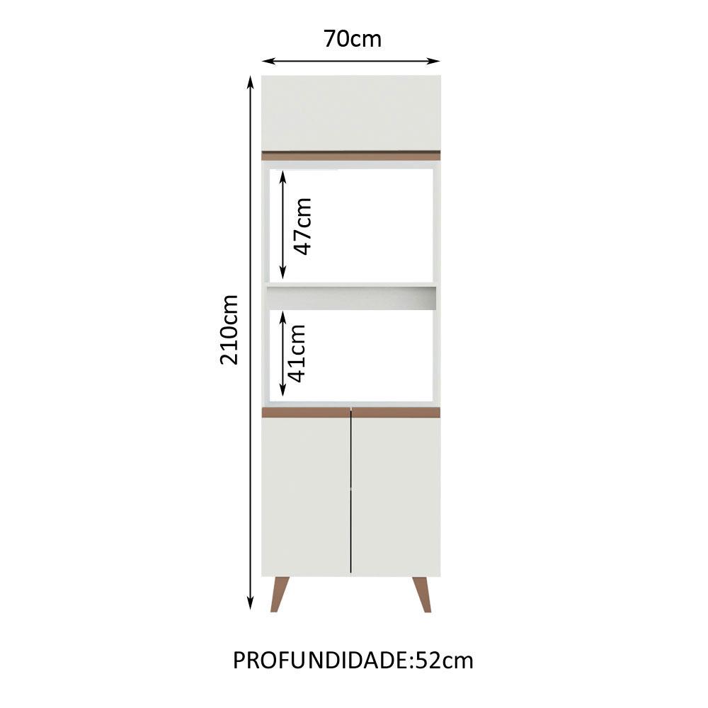 Torre Quente Armário de Cozinha 70 cm 3 Portas Branco Reims Madesa