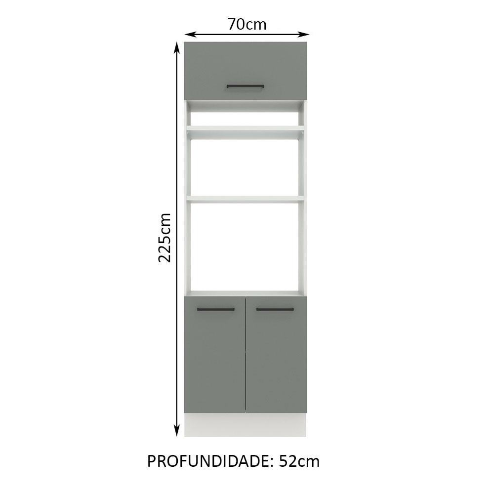 Torre Quente Armário de Cozinha 70 cm 3 Portas Branco/Cinza Agata Madesa