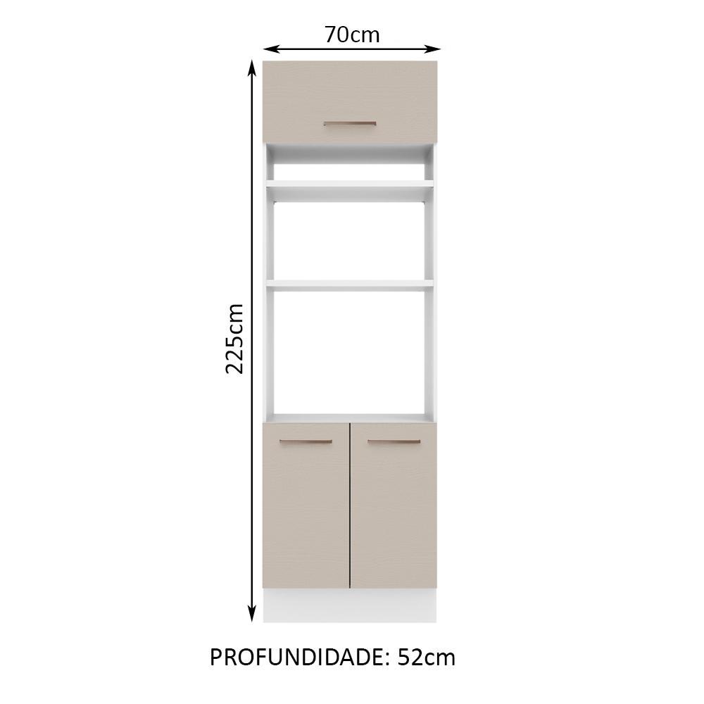 Torre Quente Armário de Cozinha 70 cm 3 Portas Branco/Crema Agata Madesa