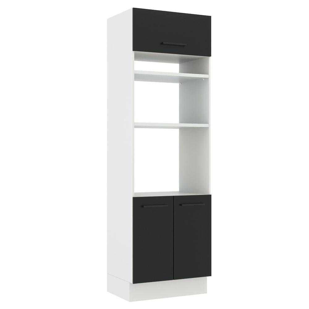 Torre Quente Armário de Cozinha 70 cm 3 Portas Branco/Preto Agata Madesa