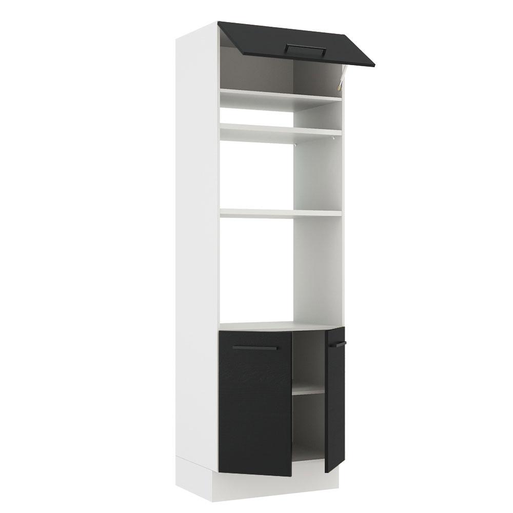 Torre Quente Armário de Cozinha 70 cm 3 Portas Branco/Preto Agata Madesa