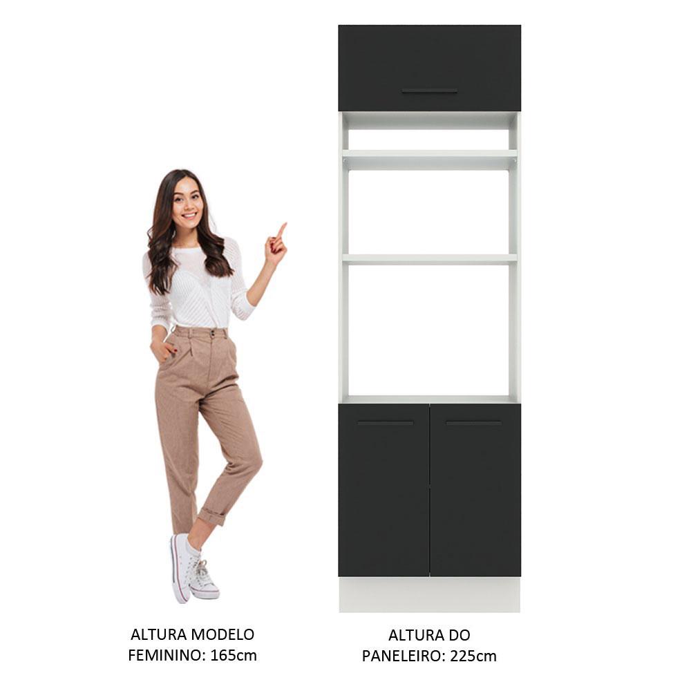 Torre Quente Armário de Cozinha 70 cm 3 Portas Branco/Preto Agata Madesa