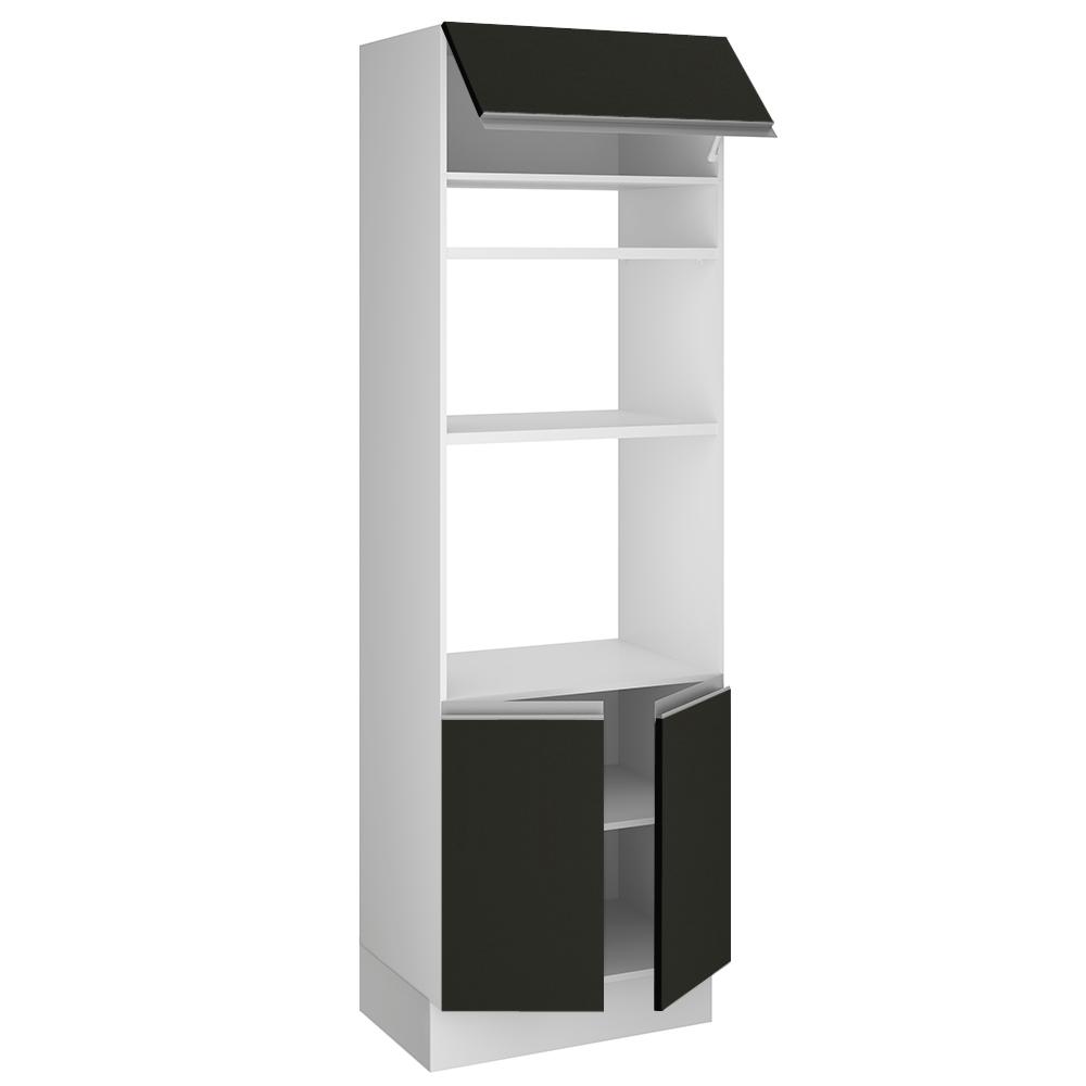 Torre Quente Armário de Cozinha 70 cm 3 Portas Branco/Preto Glamy Madesa