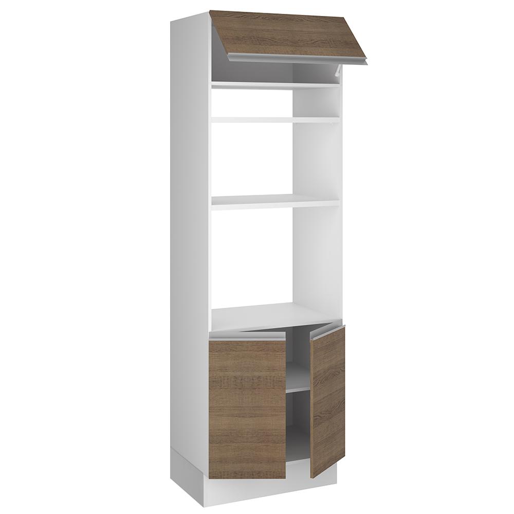 Torre Quente Armário de Cozinha 70 cm 3 Portas Branco/Rustic Glamy Madesa