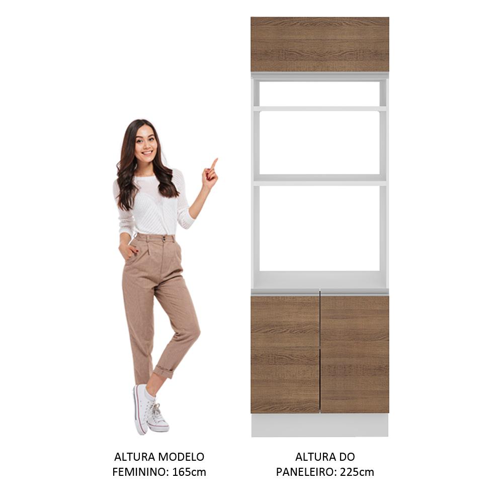 Torre Quente Armário de Cozinha 70 cm 3 Portas Branco/Rustic Glamy Madesa