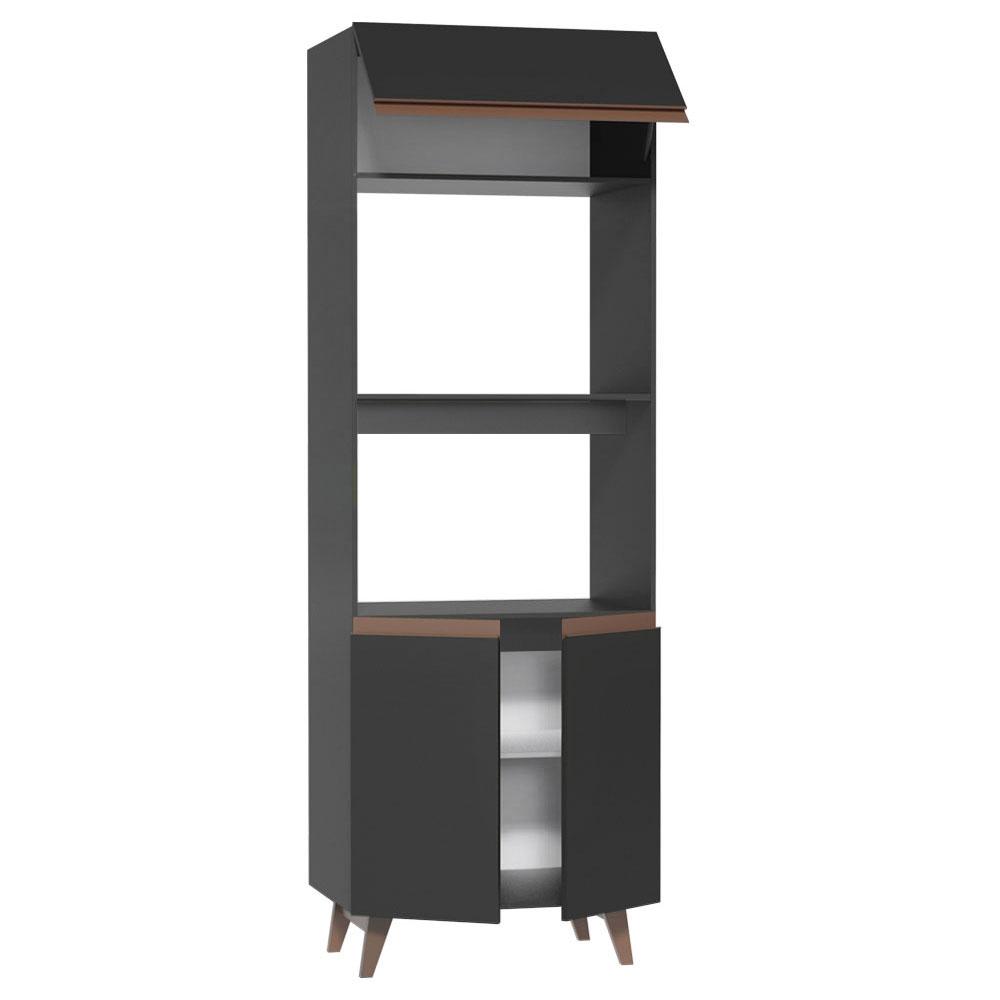 Torre Quente Armário de Cozinha 70 cm 3 Portas Preto Reims Madesa