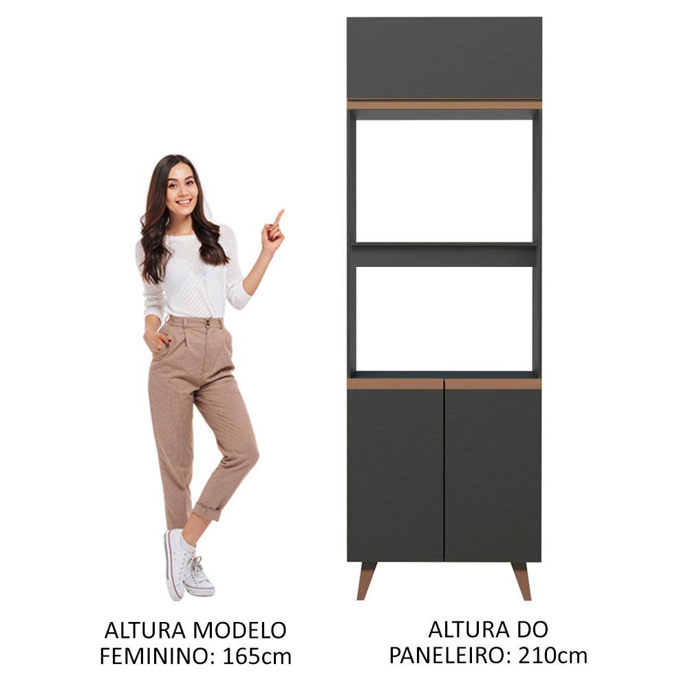 Torre Quente Armário de Cozinha 70 cm 3 Portas Preto Reims Madesa