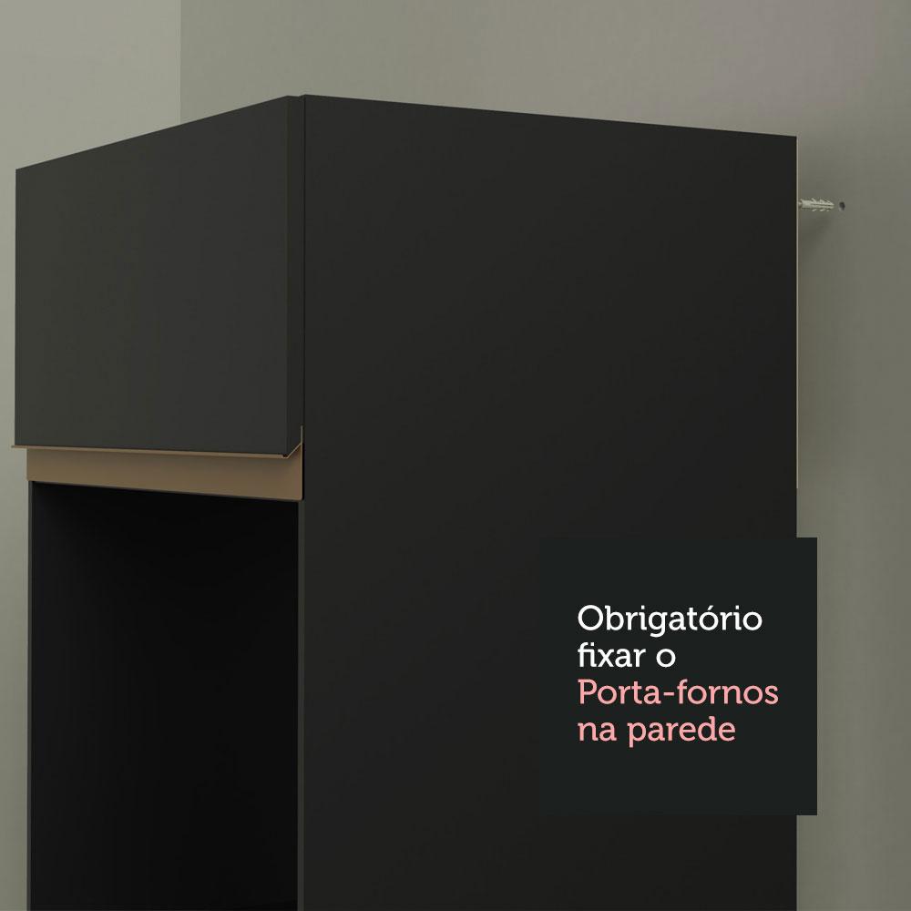 Torre Quente Armário de Cozinha 70 cm 3 Portas Preto Reims Madesa