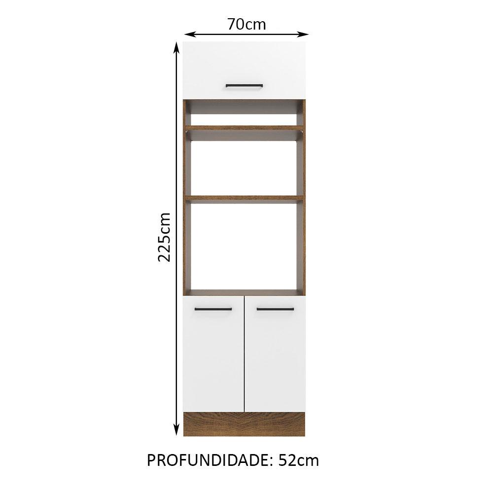 Torre Quente Armário de Cozinha 70 cm 3 Portas Rustic/Branco Agata Madesa