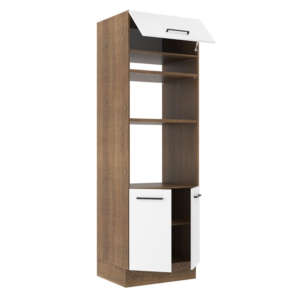 Torre Quente Armário de Cozinha 70 cm 3 Portas Rustic/Branco Agata Madesa
