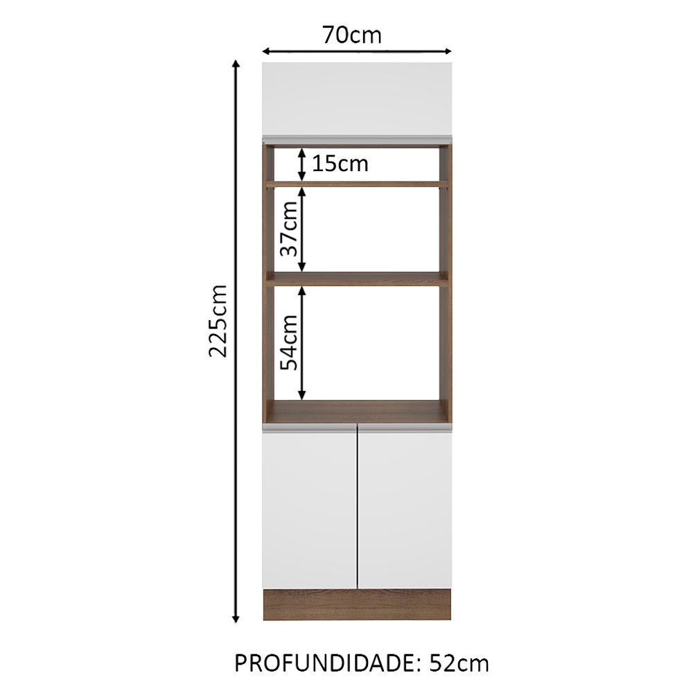 Torre Quente Armário de Cozinha 70 cm 3 Portas Rustic/Branco Glamy Madesa
