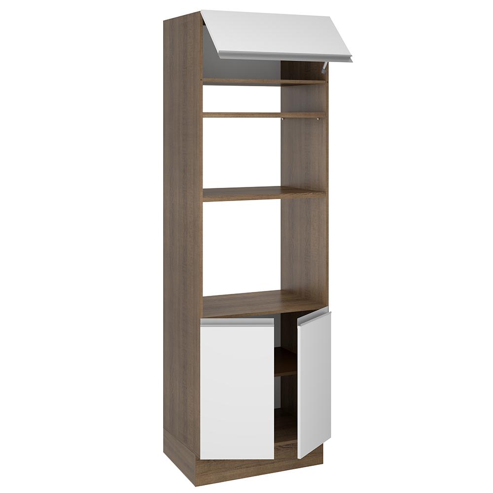 Torre Quente Armário de Cozinha 70 cm 3 Portas Rustic/Branco Glamy Madesa