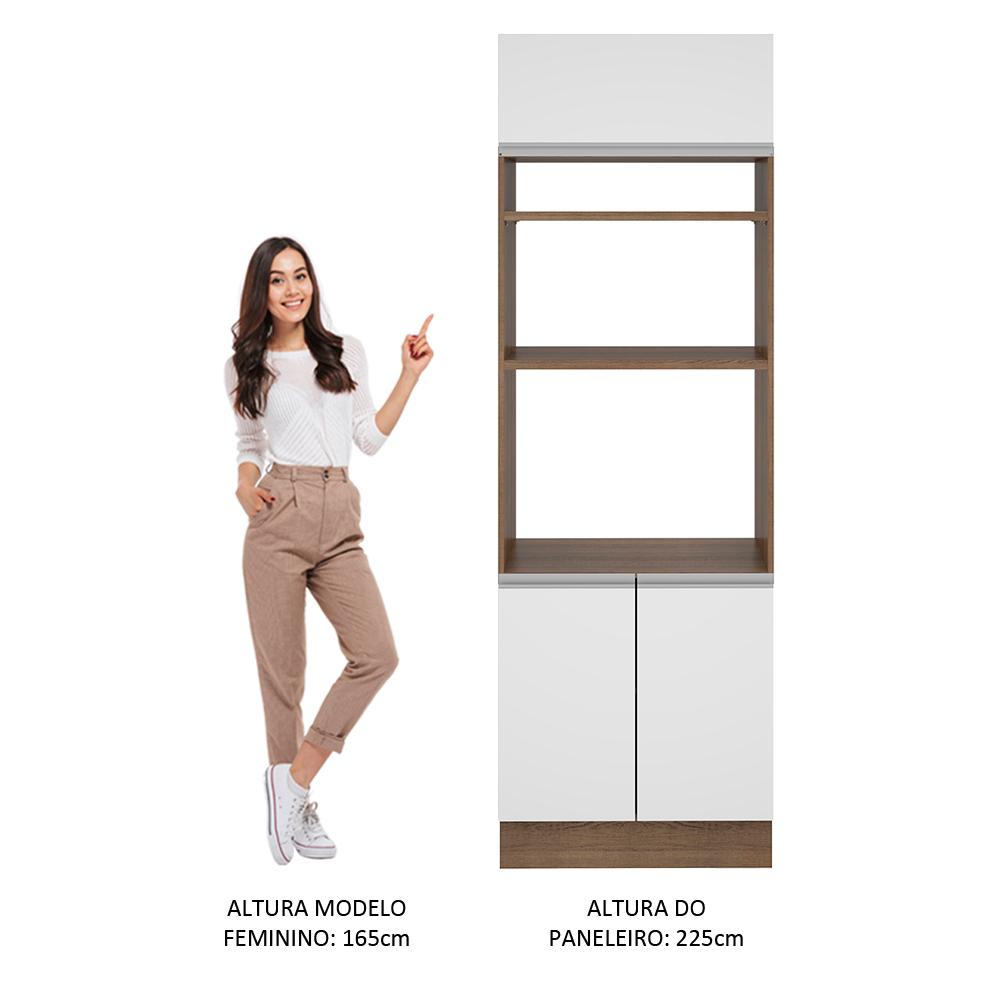 Torre Quente Armário de Cozinha 70 cm 3 Portas Rustic/Branco Glamy Madesa