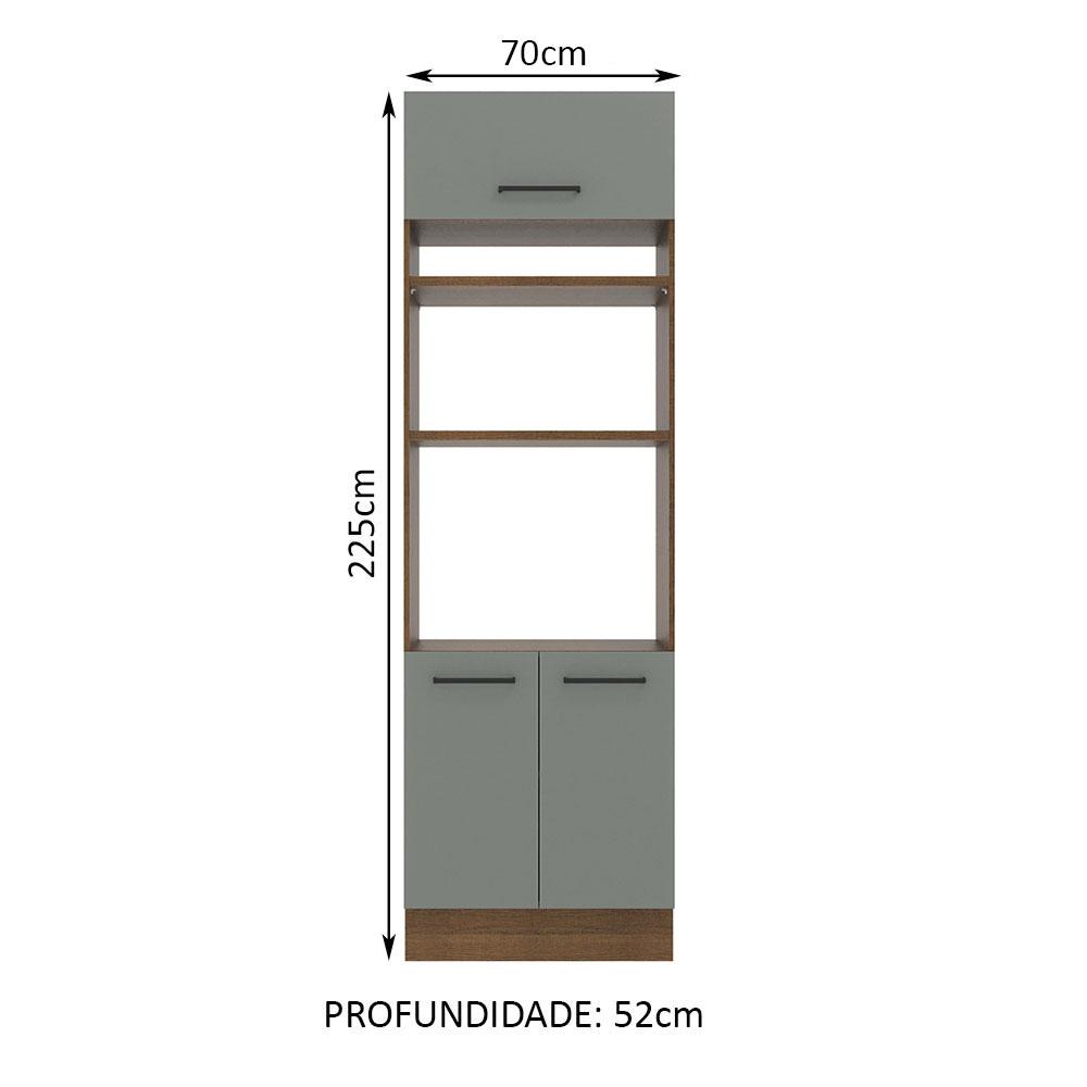 Torre Quente Armário de Cozinha 70 cm 3 Portas Rustic/Cinza Agata Madesa