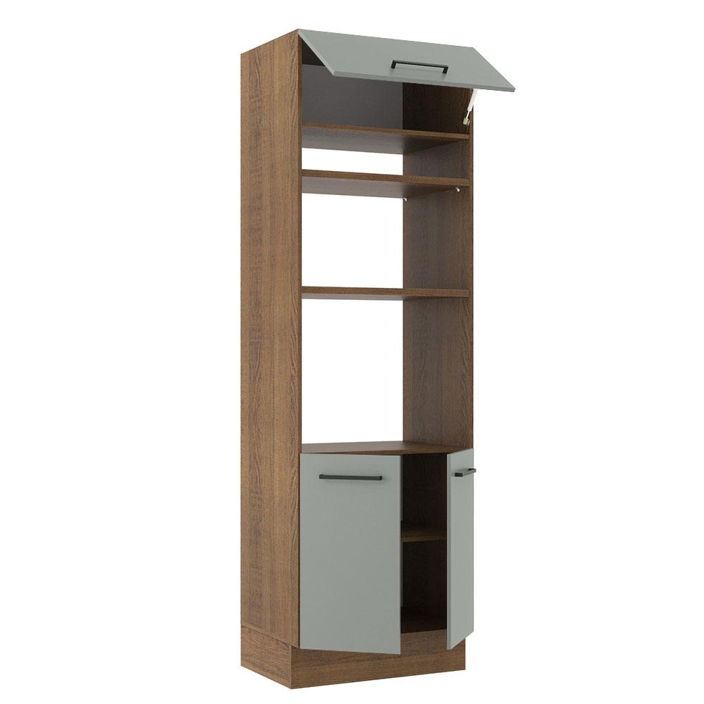Torre Quente Armário de Cozinha 70 cm 3 Portas Rustic/Cinza Agata Madesa