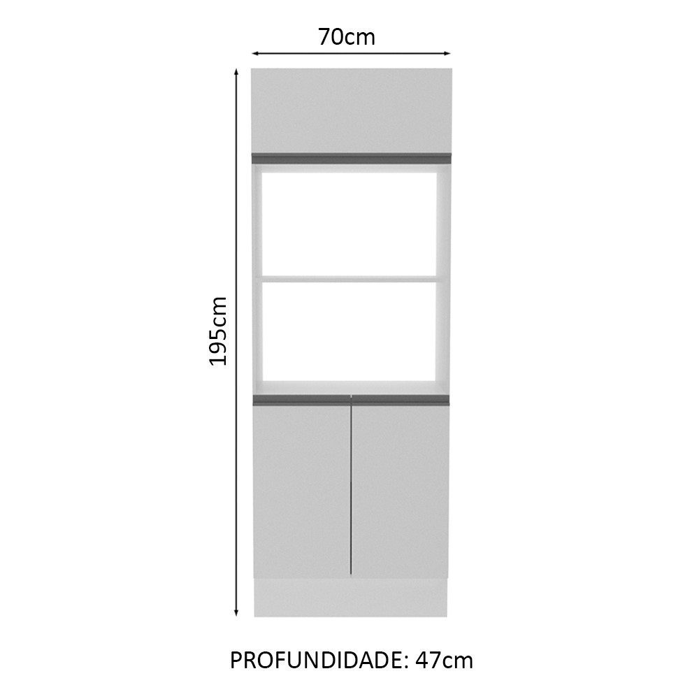 Torre Quente Armário de Cozinha Para 2 Fornos 100% MDF Branco Smart Madesa