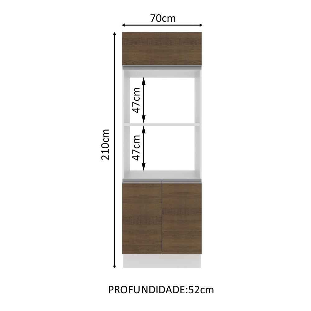Torre Quente Armário de Cozinha Para 2 Fornos 100% MDF Branco/Rustic Acordes Madesa