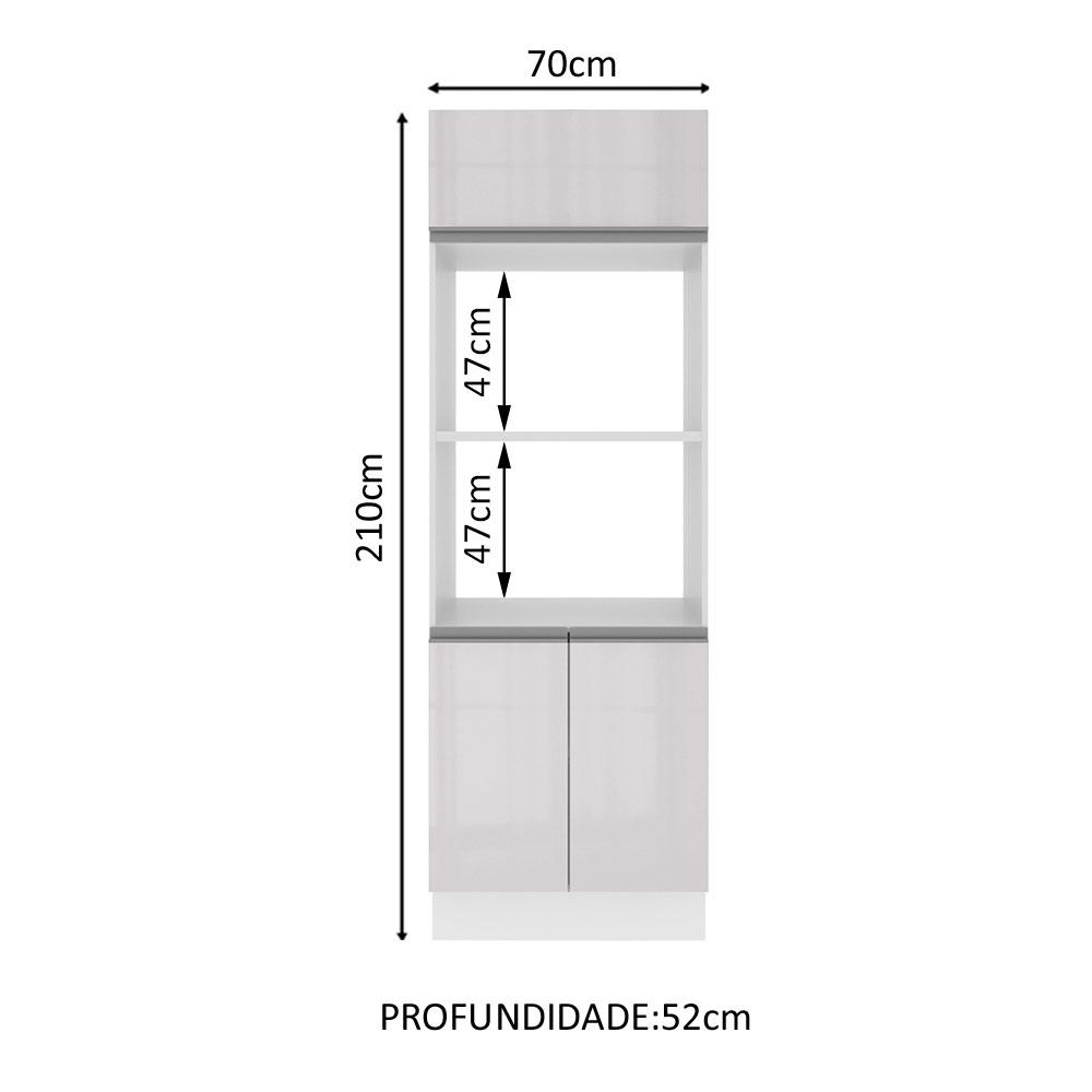 Torre Quente Armário de Cozinha Para 2 Fornos 100% MDF Portas Branco Brilho Acordes Madesa