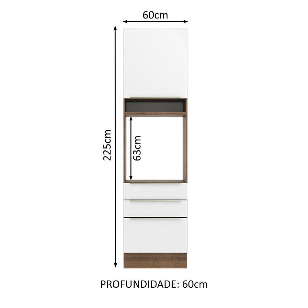 Torre Quente Madesa Lux 60 cm 1 Porta 3 Gavetas - Rustic/Branco Veludo