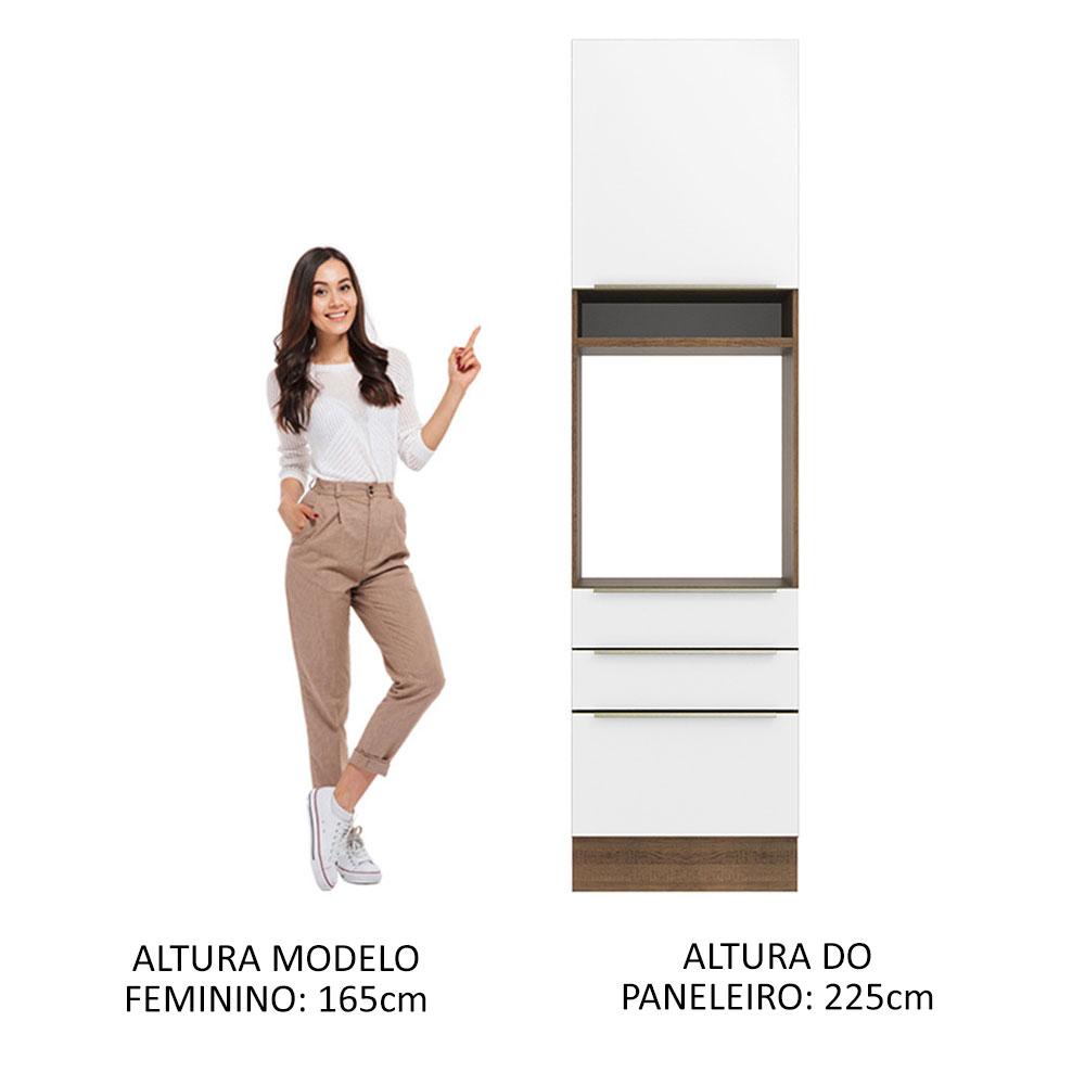 Torre Quente Madesa Lux 60 cm 1 Porta 3 Gavetas - Rustic/Branco Veludo