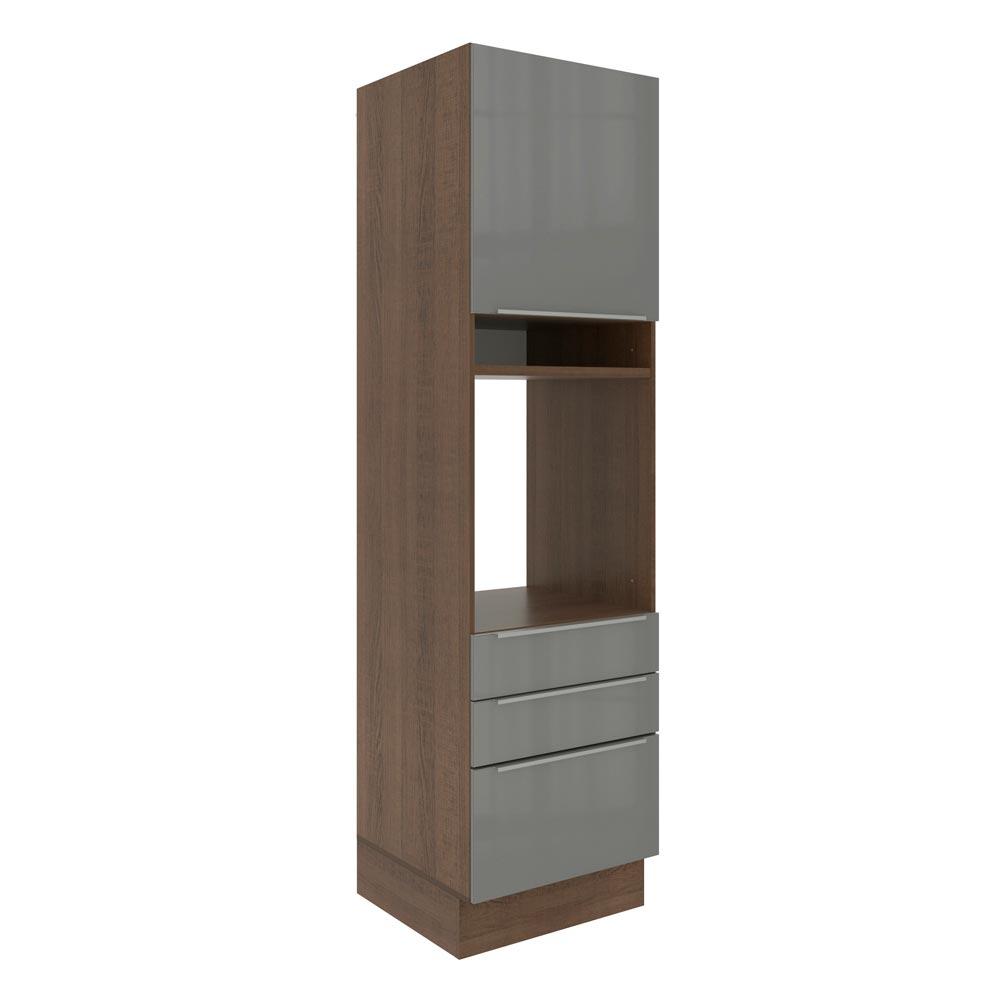 Torre Quente Madesa Lux 60 cm 1 Porta 3 Gavetas - Rustic/Cinza