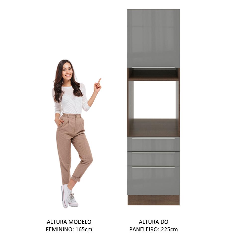 Torre Quente Madesa Lux 60 cm 1 Porta 3 Gavetas - Rustic/Cinza
