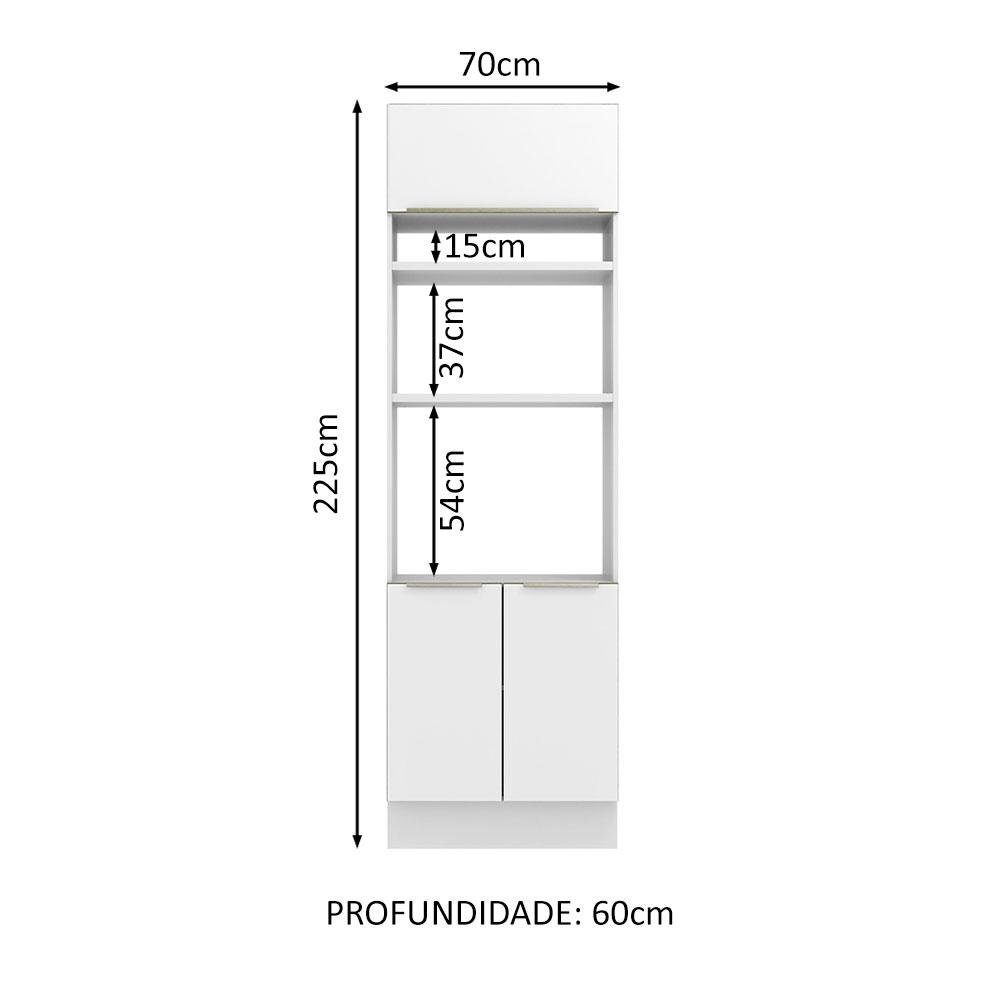 Torre Quente Madesa Lux 70 cm 3 Portas - Branco/Branco Veludo
