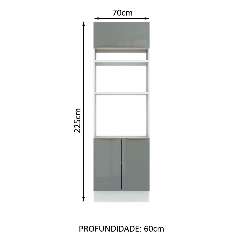 Torre Quente Madesa Lux 70 cm 3 Portas - Branco/Cinza