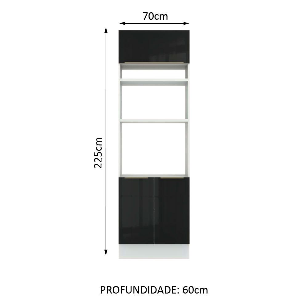 Torre Quente Madesa Lux 70 cm 3 Portas - Branco/Preto
