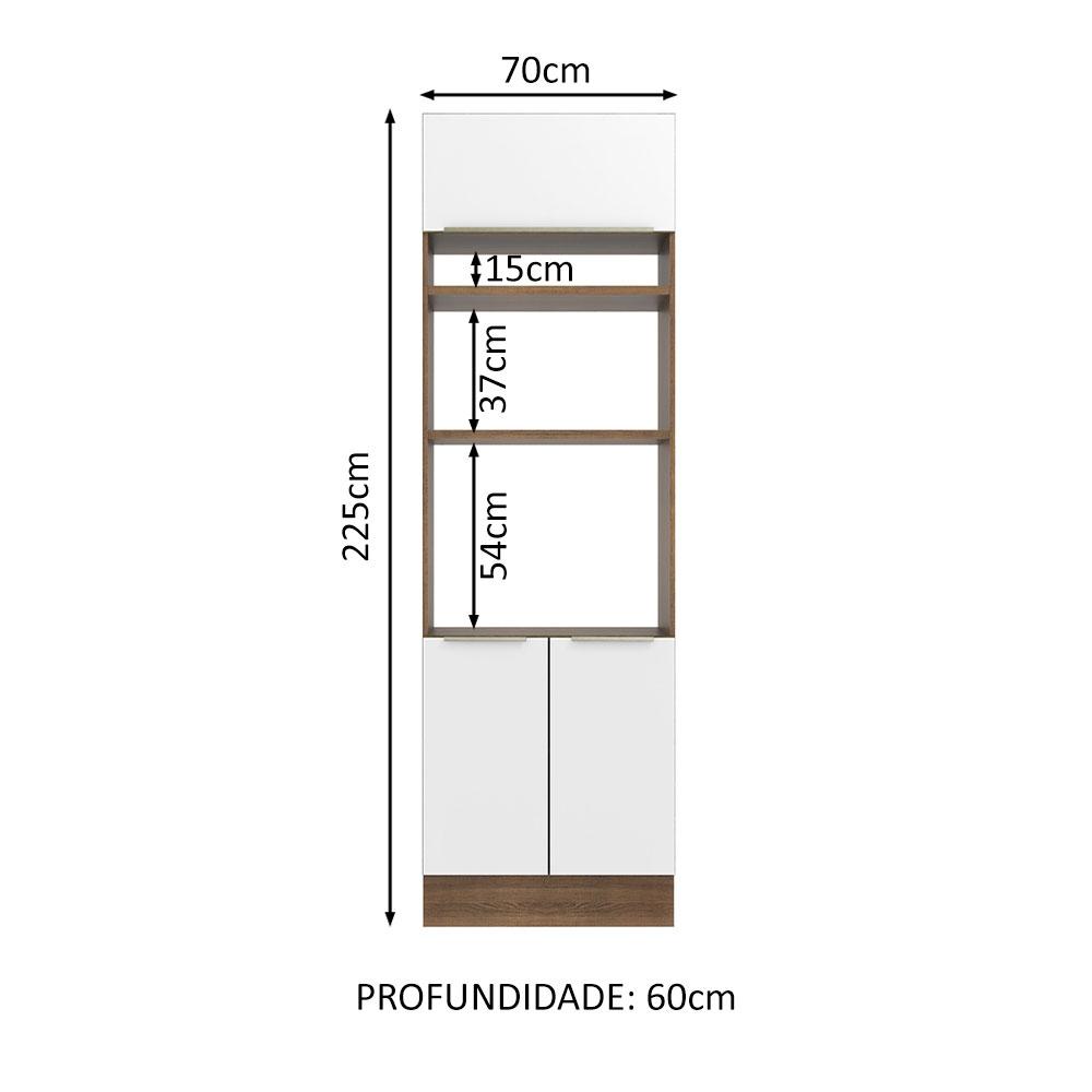 Torre Quente Madesa Lux 70 cm 3 Portas - Rustic/Branco Veludo
