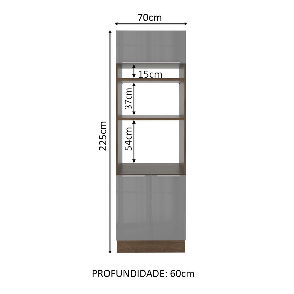 Torre Quente Madesa Lux 70 cm 3 Portas - Rustic/Cinza