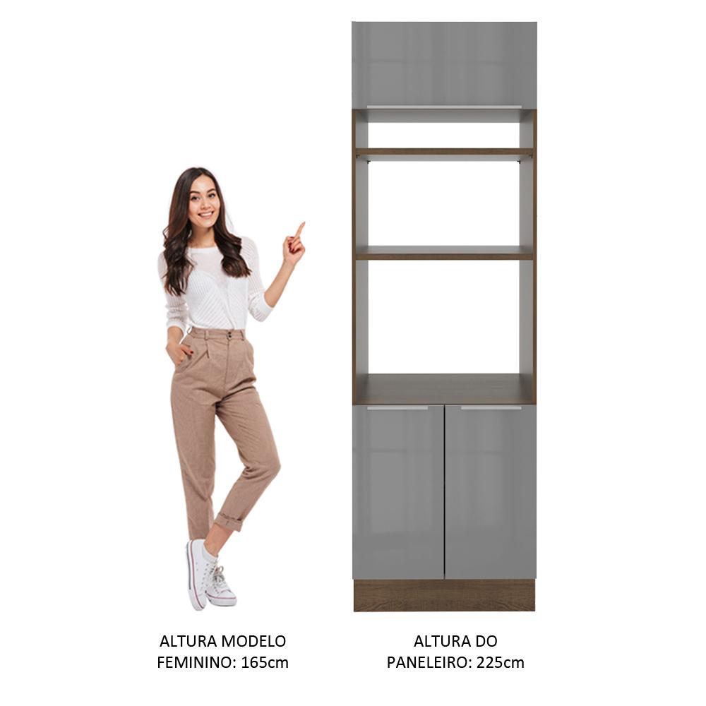 Torre Quente Madesa Lux 70 cm 3 Portas - Rustic/Cinza