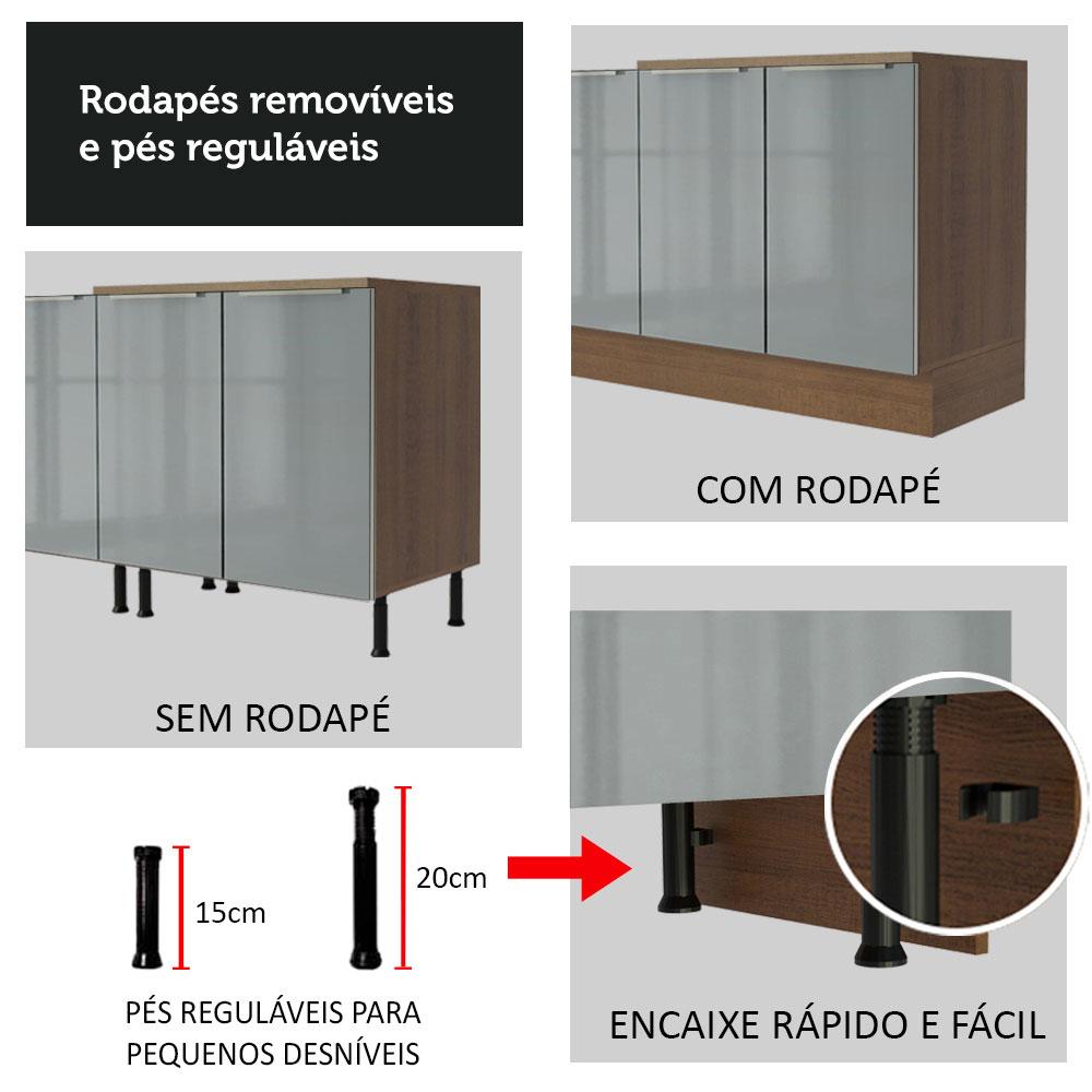 Torre Quente Madesa Lux 70 cm 3 Portas - Rustic/Cinza