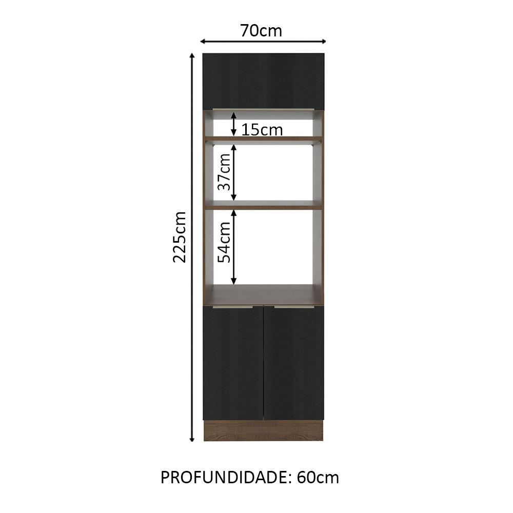 Torre Quente Madesa Lux 70 cm 3 Portas - Rustic/Preto